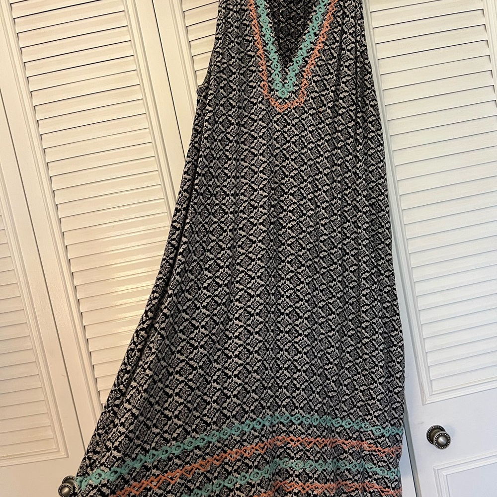 THML Black and Orange Geometric Maxi Dress